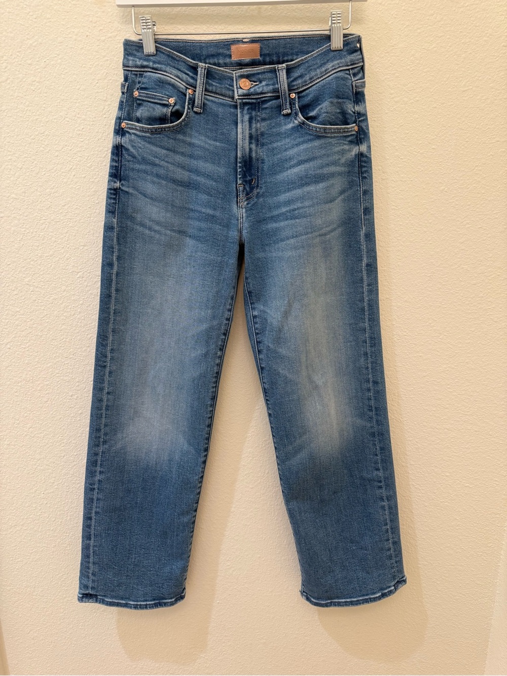 MOTHER Straight-Leg Jeans in Medium Blue Wash